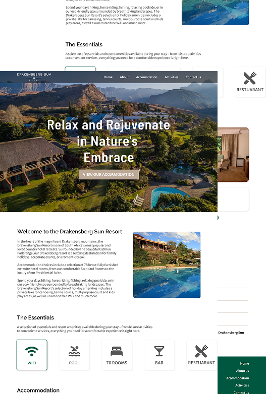 drakensberg sun resort website design